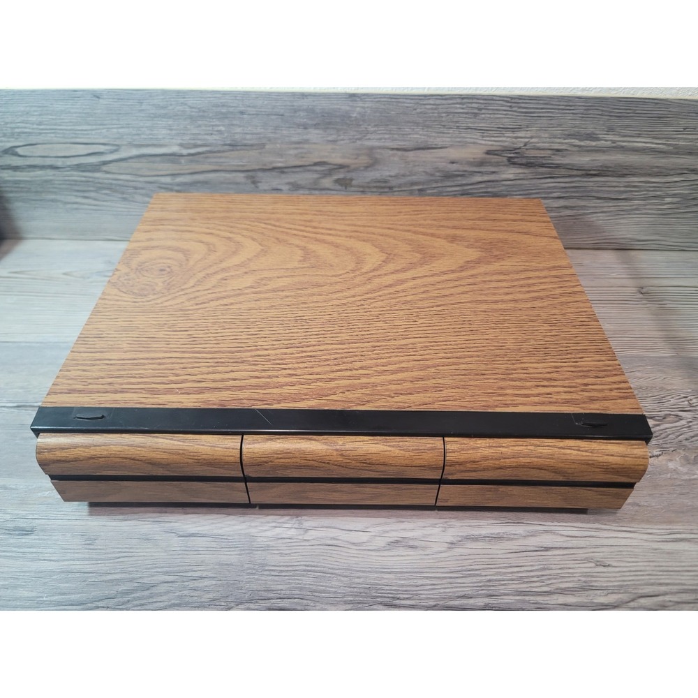 Vintage Faux Wood Cassette Tape Holder 3 Drawer Storage Case Holds 48